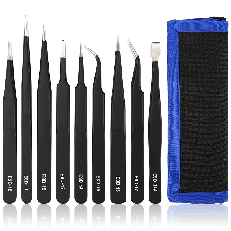 Anti-Statique 9 Pcs Pincettes De PréCision Outils Kit+ Pince Coupante  Diagonale,Pour RéParation éLectronique, Soudure,éLimination Des  Sourcils,Travaux Manuels,Laboratoire,Fabrication De Bijoux : :  Hygiène et Santé