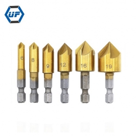 6PCS 5 Flute Chamfer Countersink 1/4