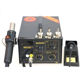 China 852D ++ 2 in 1 hot air gun soldering station automatic sleep digital display maintenance thermostat soldering iron temperature soldering station factory