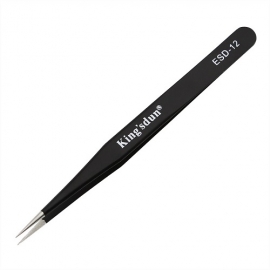 ESD-12 Anti-static Electroplating Nonmagnetic Stainless Steel Straight Eyebrow Tweezers Nail Art DIY Necessary Tools