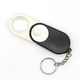 China Mini lente de aumento de dobramento do diodo emissor de luz com ampliação 10X, lente de aumento do presente do bolso de Keychain fábrica