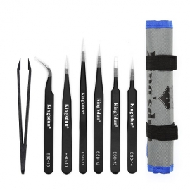 Kingsdun 8pcs Professional Anti-Static Long Tweezer Kit for Electronic Repairing