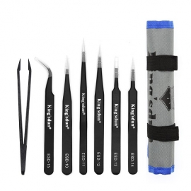 Kingsdun 8pcs Kit professionnel de long pince antistatique professionnel pour la réparation électronique