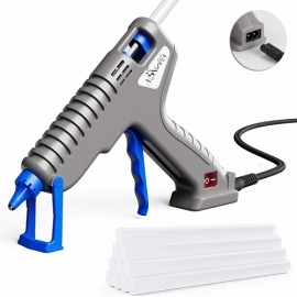 China Kingsdun hot glue gun, 60W full-size heavy-duty high-temperature industrial hot melt glue gun set with 10 glue sticks, detachable power cord factory