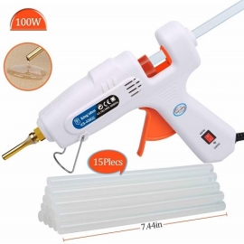 China Kingsdun professional hot melt glue gun mouth set long mouth pistol glue 60w~100w belt 15 white glue stick glue gun set DIY crafts factory