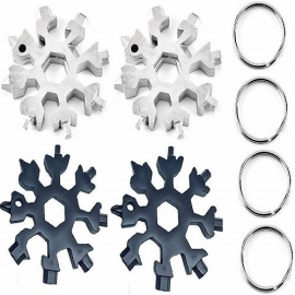 Herramienta multiusos de copo de nieve de acero inoxidable ultraportátil 18-en-1 llavero destornillador herramienta de apertura de botellas adecuada para acampar al aire libre