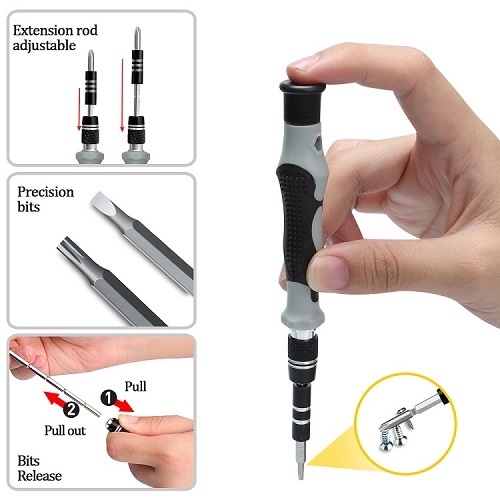 Hautton Juego de mini destornilladores de precisión, kit de puntas de  destornillador magnético 118 en 1, kit de herramientas de reparación  profesional